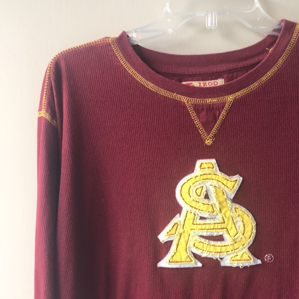 Stitched ASU Sun Devils Ribbed Henley Long Sleeve